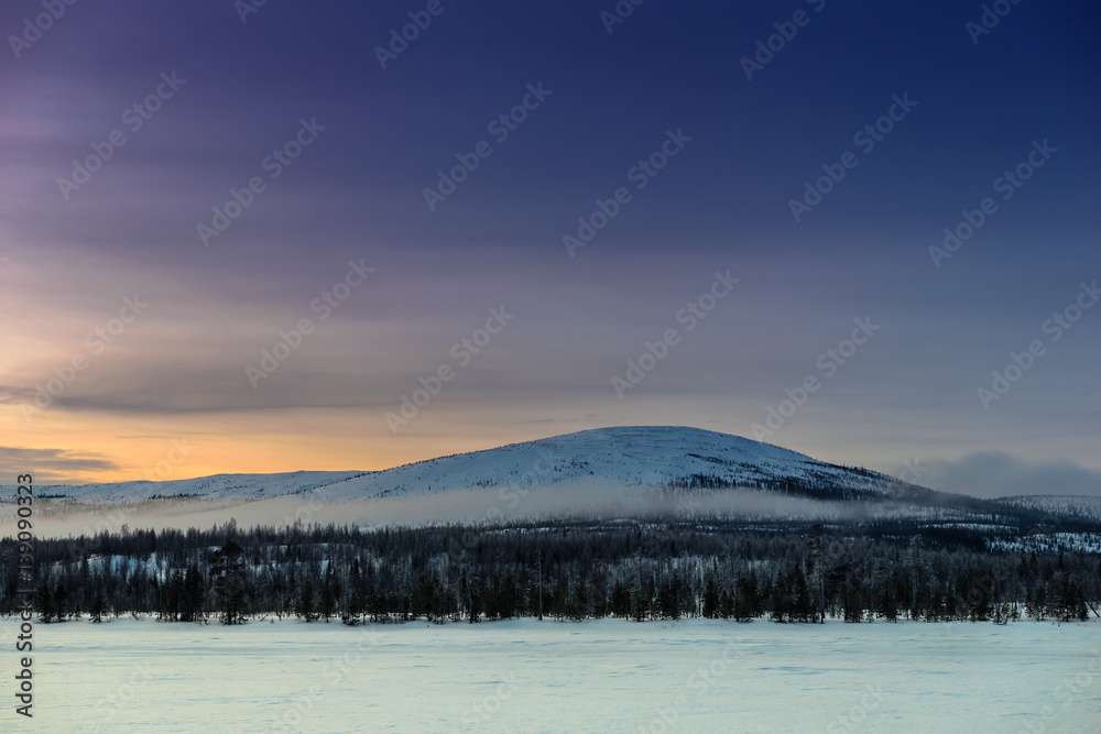 Winter landscape in Russian Lapland, Kola Peninsula