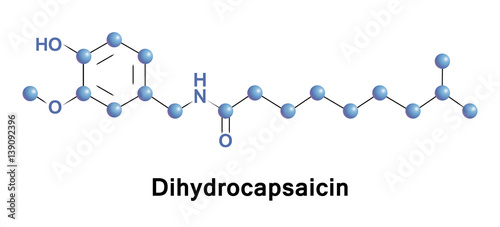 Dihydrocapsaicin is a capsaicinoid and analog and congener of capsaicin in chili peppers. Like capsaicin it is an irritant. It accounts for about 22 per cent of the total capsaicinoid mixture photo