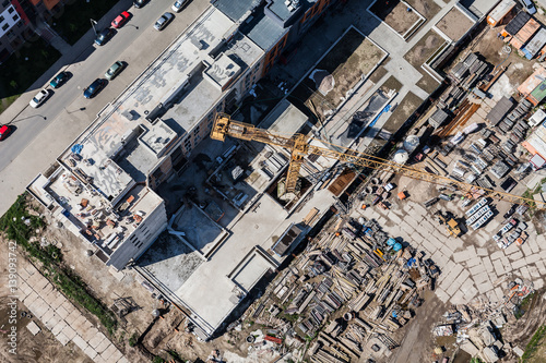 aerial view of the building construction site