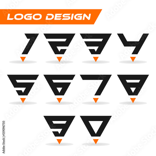 Set of numbers. One, two, three, four, five, six, seven, eight, nine, ten and zero logo template. Vector flat icons. The figures of the triangle