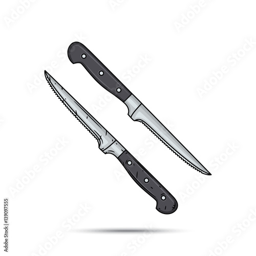 Kitchen knife isolated on white background. Vector illustration.