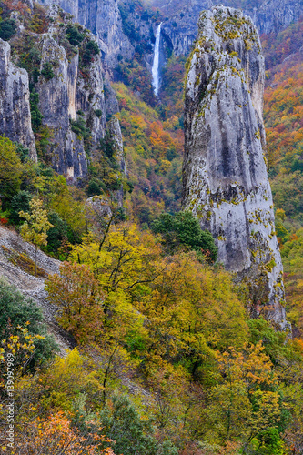 Vela Draga canyon with waterfall on background   Croatia