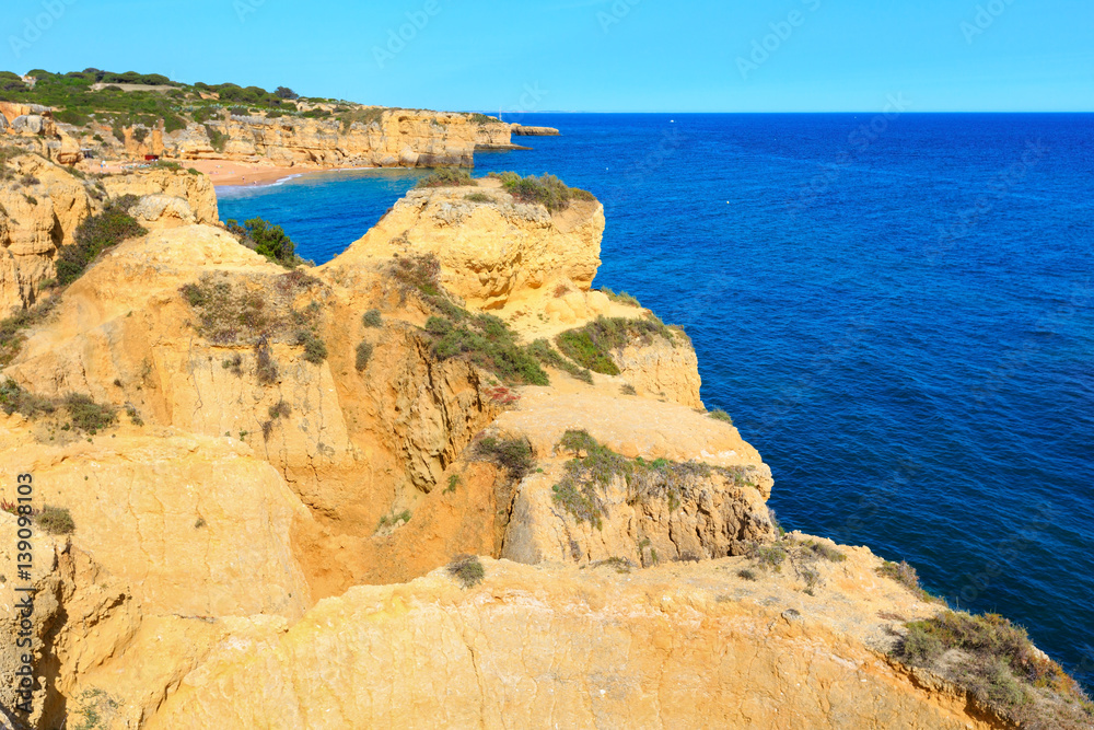 Atlantic rocky coastline(Algarve, Portugal).