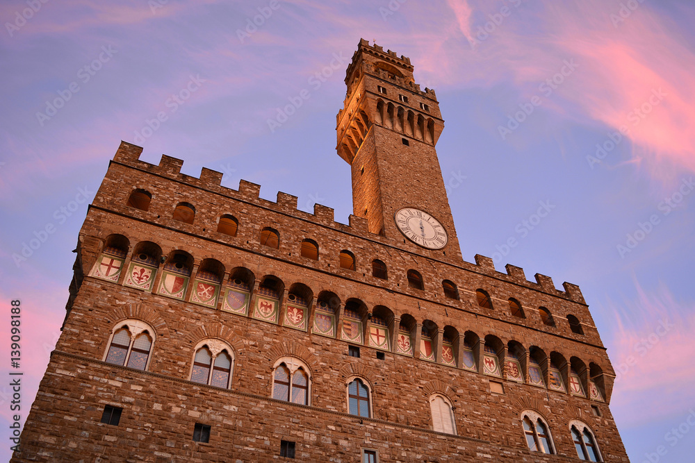 Palazzo Vecchio al tramonto, Piazza della Signoria Firenze