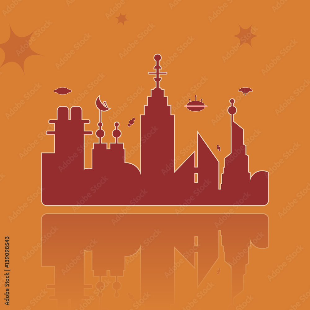 Obraz premium Vector illustration of futuristic ciy.