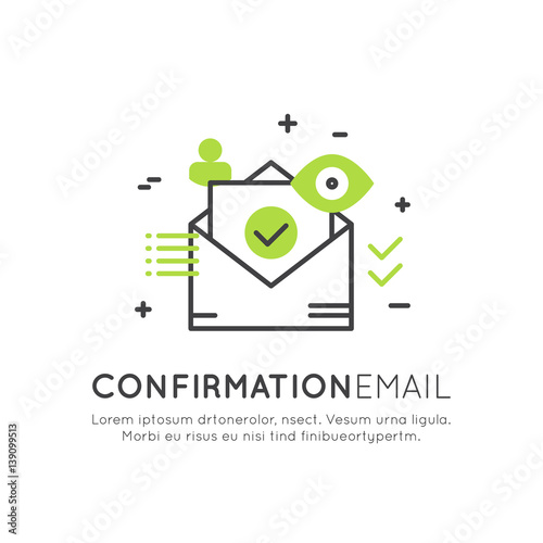 Vector Icon Style Illustration of Confirmation Email Notification or Push Message, Newsletter Information Post, Isolated Object