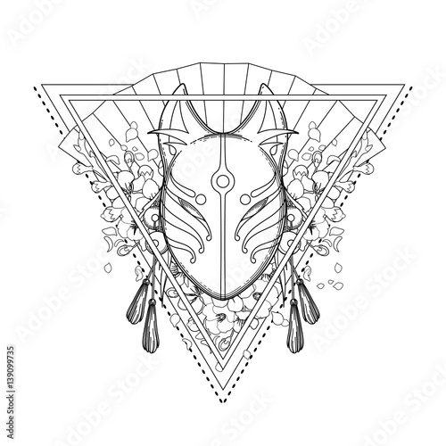 Graphic demon fox mask