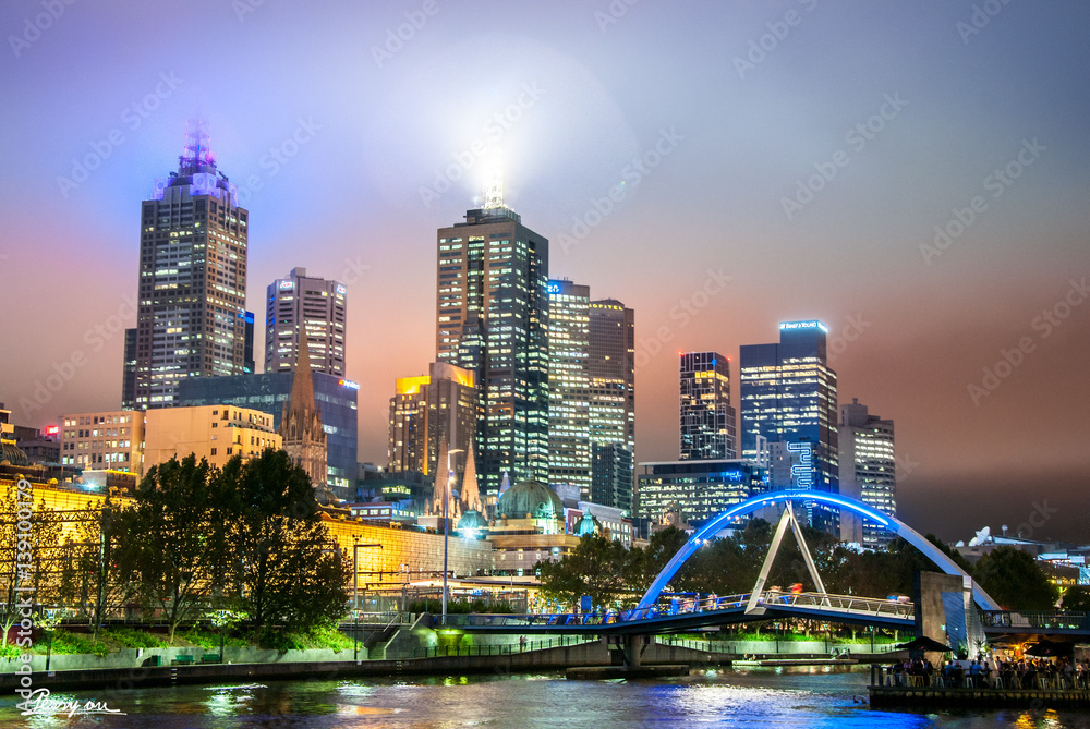 Melbourne Yarra River night view