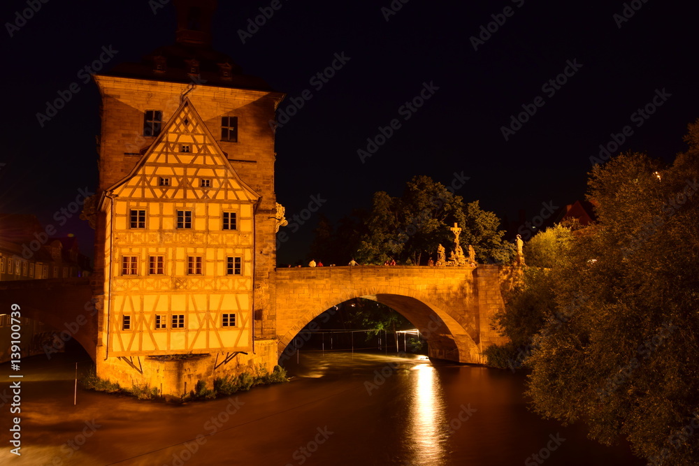 Night view in the historical town of Bamberg, Bavaria, region Upper Franconia, Germany Night view in the historical town of Bamberg, Bavaria, region Upper Franconia, Germany
