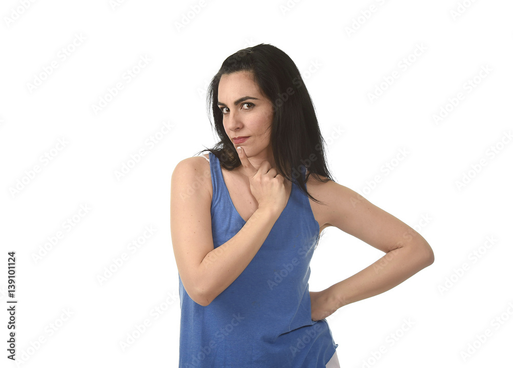 beautiful hispanic woman thinking and wondering looking thoughtful as if considering beautiful hispanic woman thinking and wondering looking thoughtful as if considering