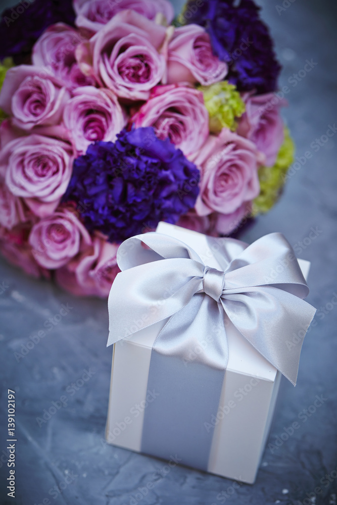Gift box with flower bouquet Gift box with flower bouquet