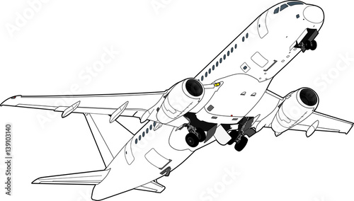 Sukhoi Superjet-100 airliner. Vector illustration