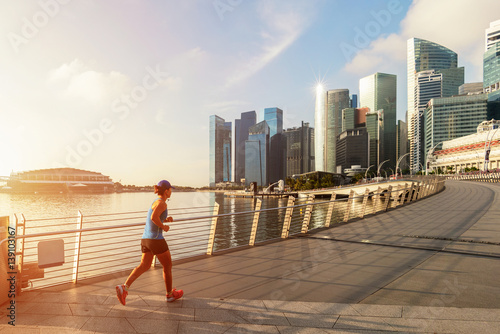 Asia women running in Singapore