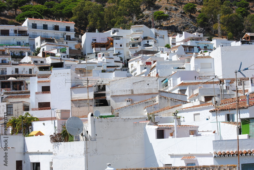 Typical old house in the town of Mijas. Andalusia. Spain.