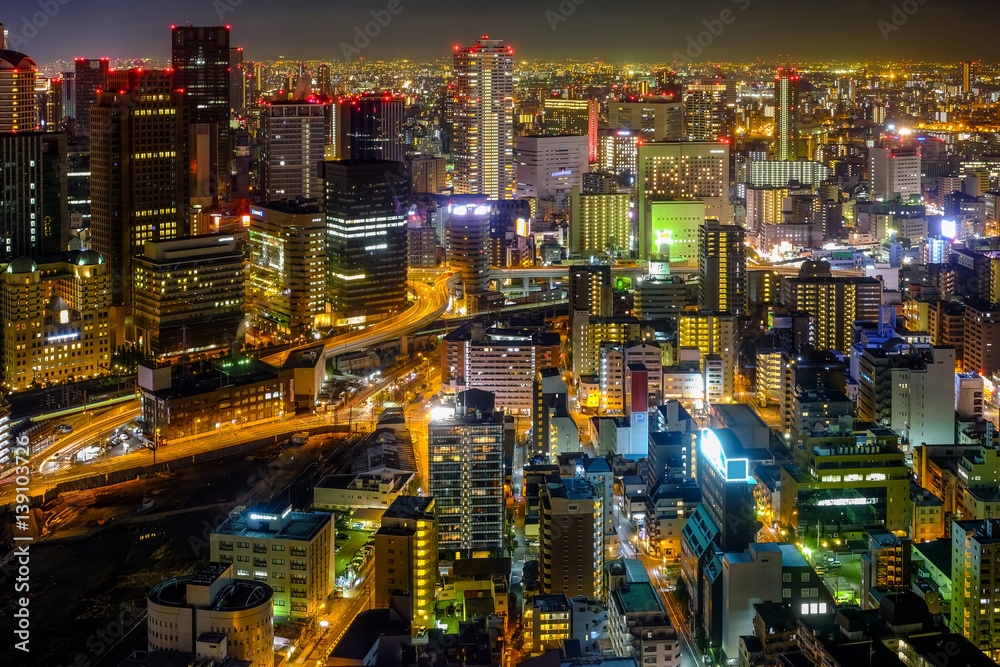Osaka city, Japan night view