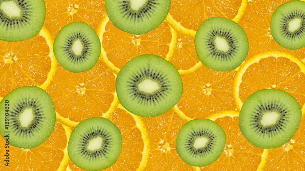 Orange and kiwi slice background Orange and kiwi slice background