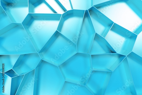 Abstract colored 3d voronoi grate on colored background