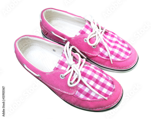Pink plaid canvas shoes