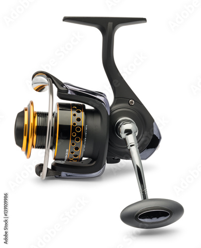 Fishing reel on a white background