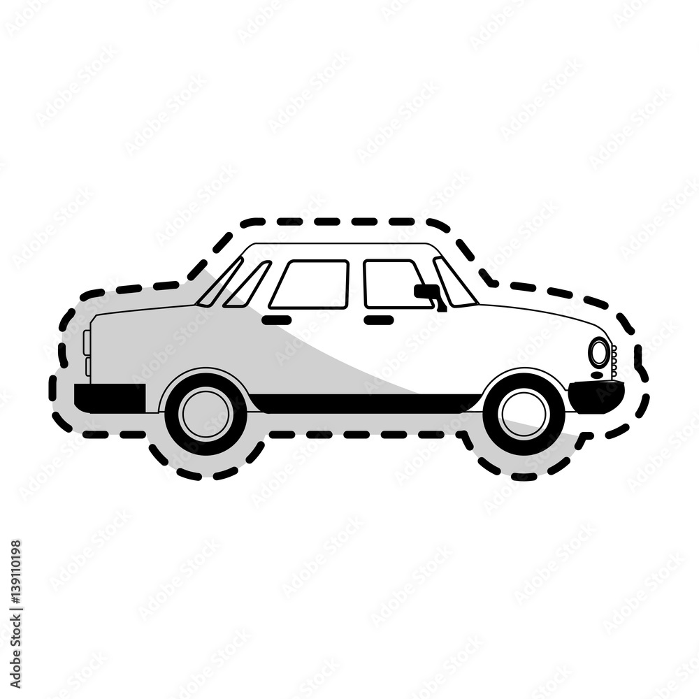car sideview black and grey icon image vector illustration design 