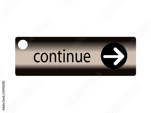 Continue button with arrow. Vector illustration.