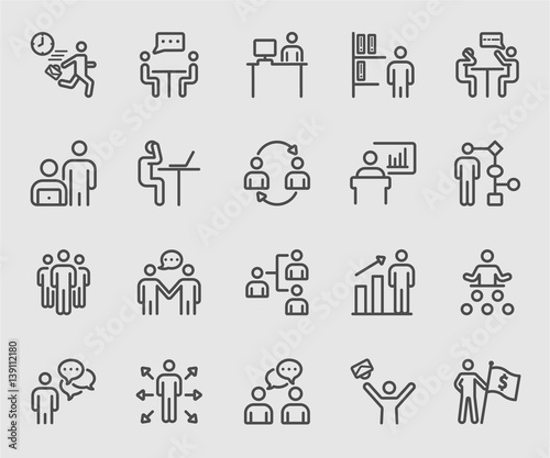 Business human and Work line icon