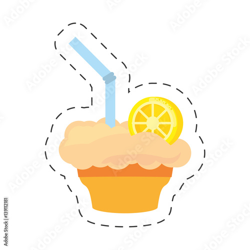 milk shake orange juice straw cut line vector illustraiton eps 10