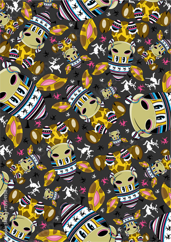 Cute Cartoon Wooly Hat Giraffe Pattern