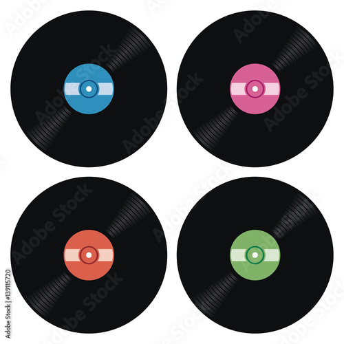 vector set of music retro vinyl record icons