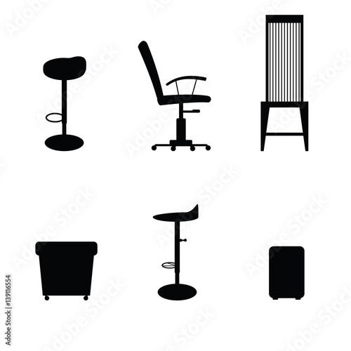 chair set in black color illustraton