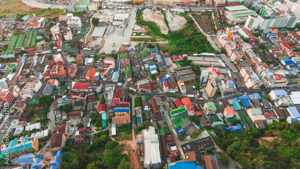 Beautiful aerial view of Patong city.