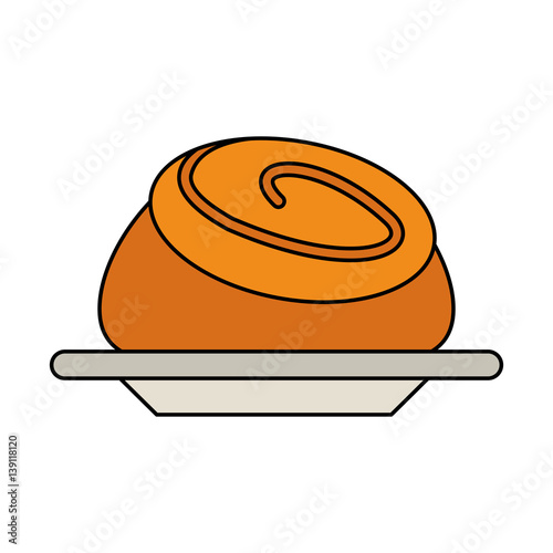cinnamon roll pastry icon image vector illustration design 