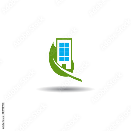 Abstract green hotel leaf logo