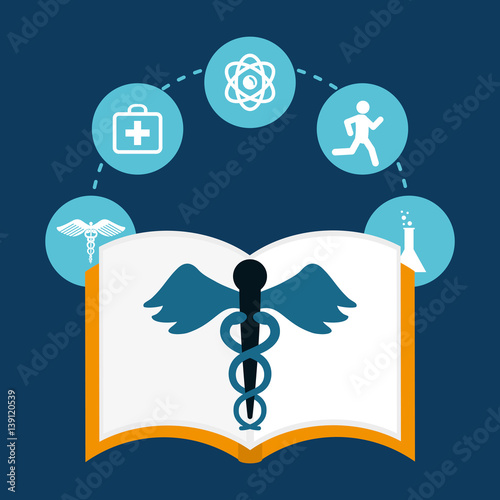 book caduceus healthcare icons vector illustration eps 10