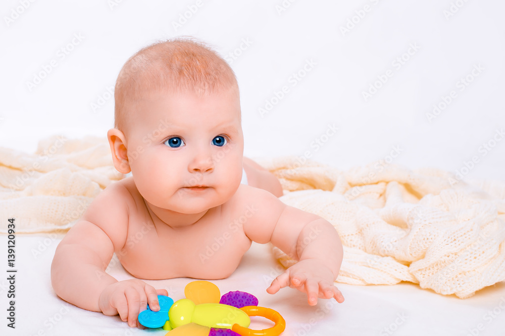 Cute baby girl on white background Cute baby girl on white background