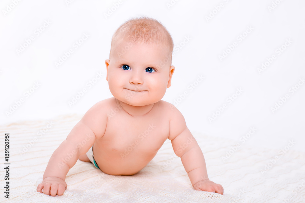 Cute baby girl on white background with isolation Cute baby girl on white background with isolation