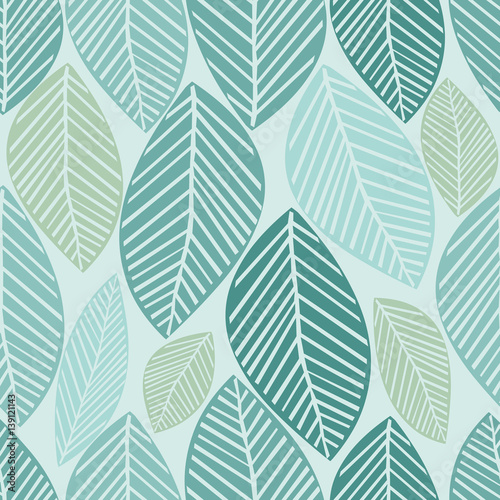 Seamless green leaves pattern background