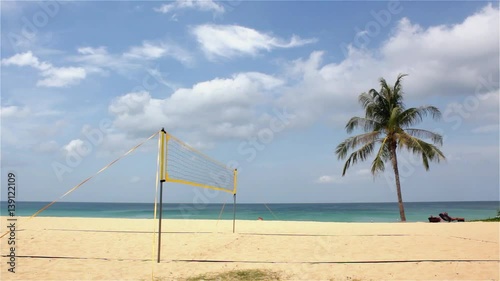 Beach volleyball field with no people on it