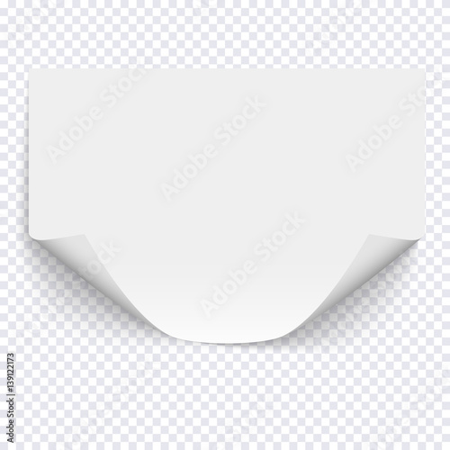 Horizontal empty paper sheet on transparent background