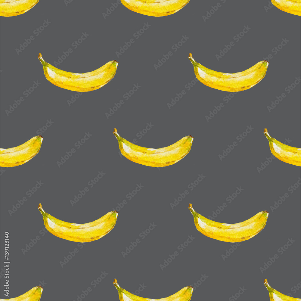 Watercolor background, Banana seamless pattern Watercolor background, Banana seamless pattern