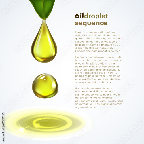 Obraz na płótnie Oil drop sequence with olive leaf w salonie