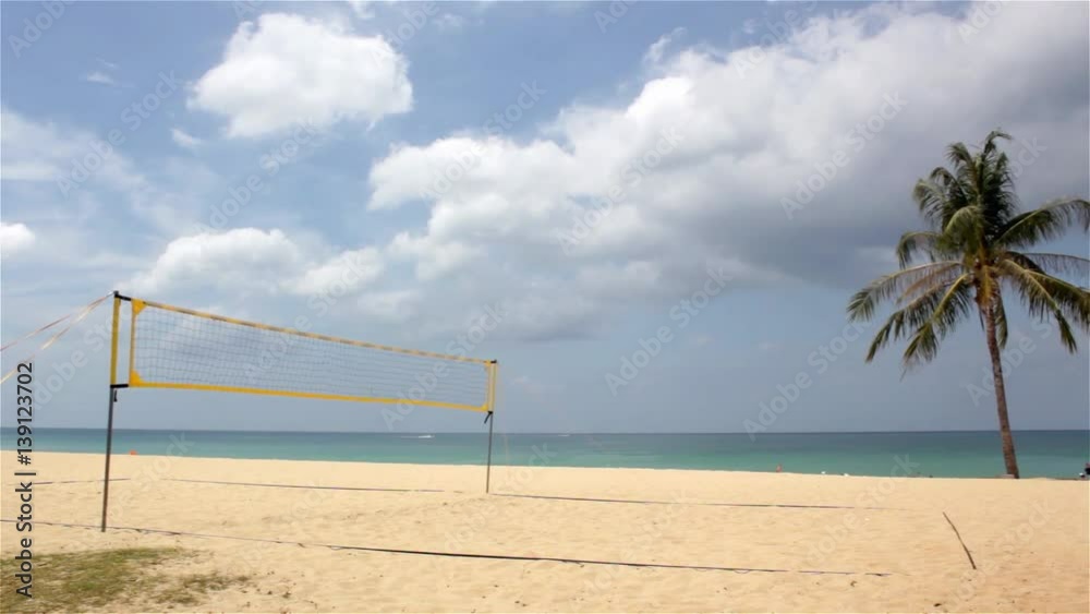 Beach volleyball field with no people on it Beach volleyball field with no people on it