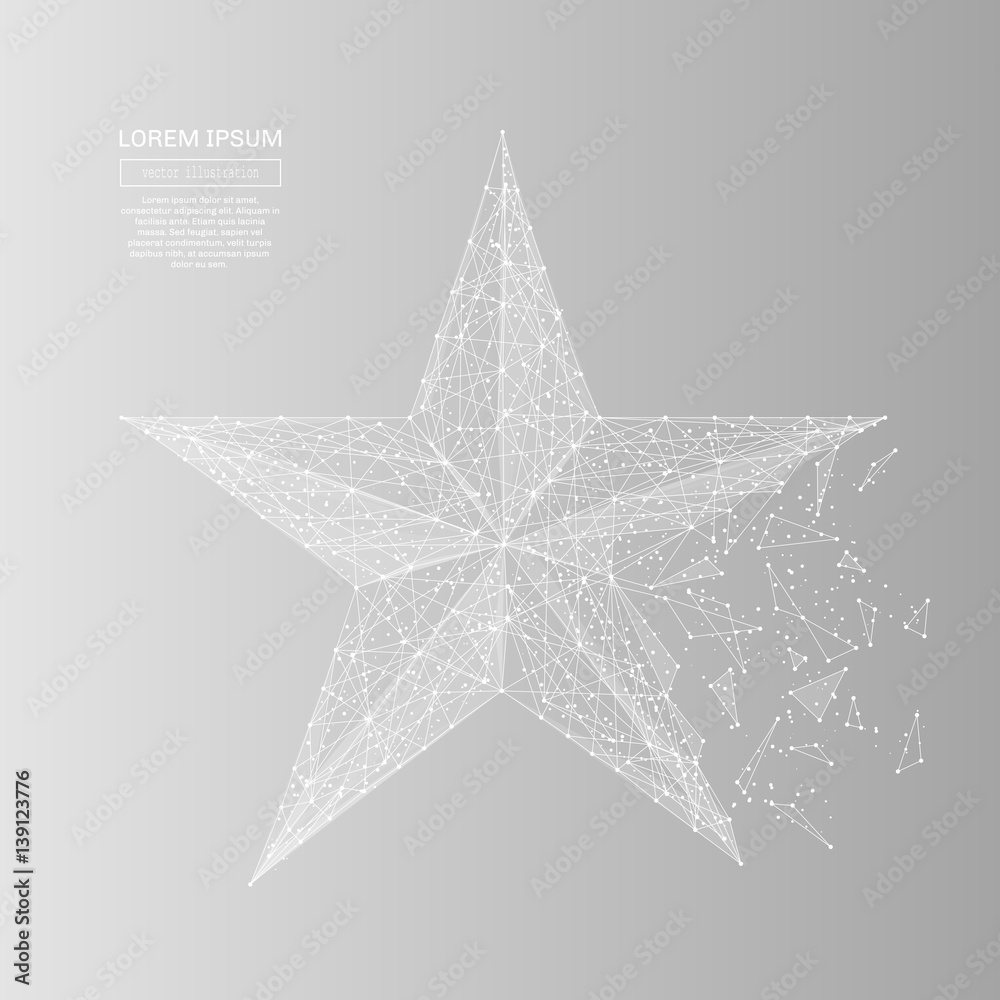White abstract star polygonal, geometry triangle. Light connection structure . Low poly vector on gray business concept background. White abstract star polygonal, geometry triangle. Light connection structure . Low poly vector on gray business concept background.