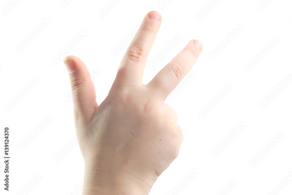 Children's hand showing Children's hand showing