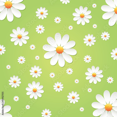 Fototapeta Naklejka Na Ścianę i Meble -  Chamomile flower on green background. 