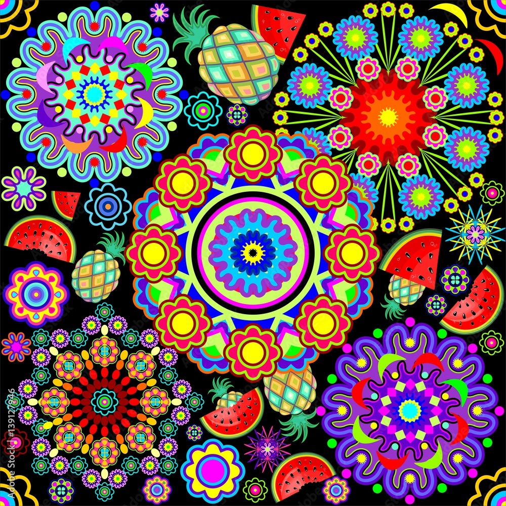Mandalas & Exotic Fruits Pattern
Mandalas & Exotic Fruits Pattern