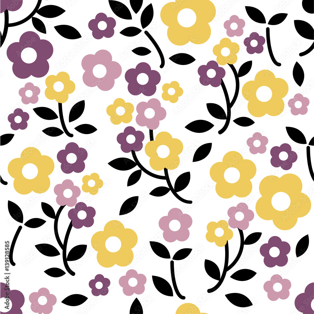 seamless colorful floral pattern on white background