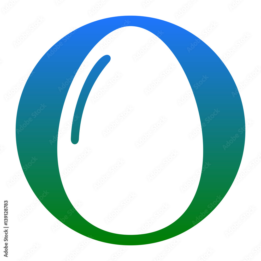 Chiken egg sign. Vector. White icon in bluish circle on white background. Isolated. Chiken egg sign. Vector. White icon in bluish circle on white background. Isolated.