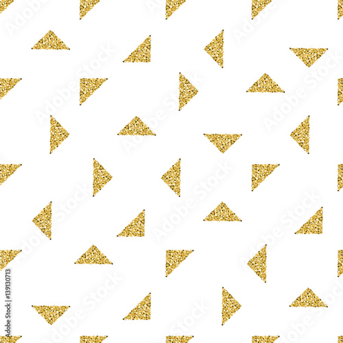 seamless gold triangle glitter pattern on white background