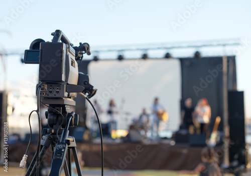 TV camera is ready to shoot the concert.